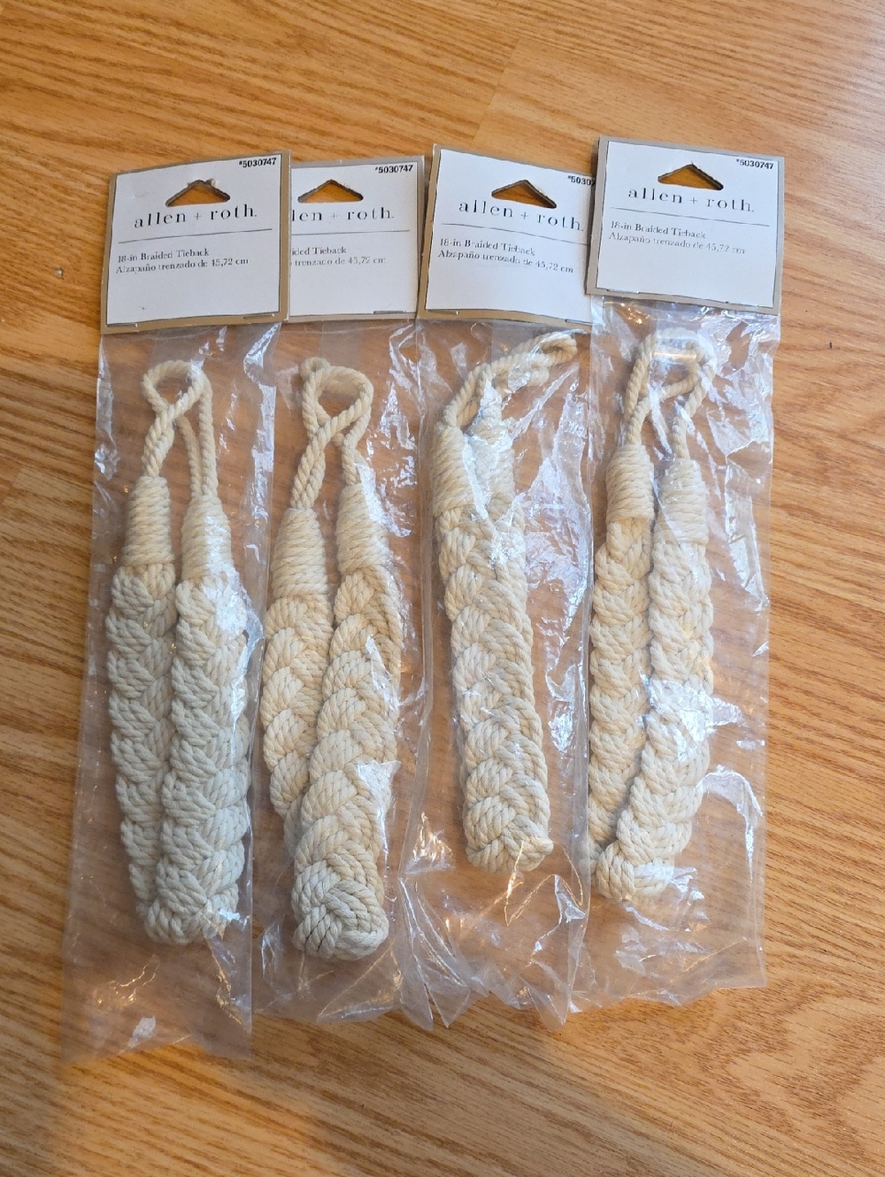 Allen + Roth Cream Braided Rope Curtain Tiebacks - Set of 4